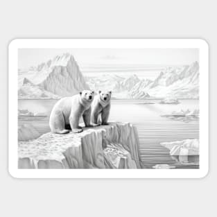 Polar Bear Animal Predator Wild Nature Ink Sketch Style Sticker